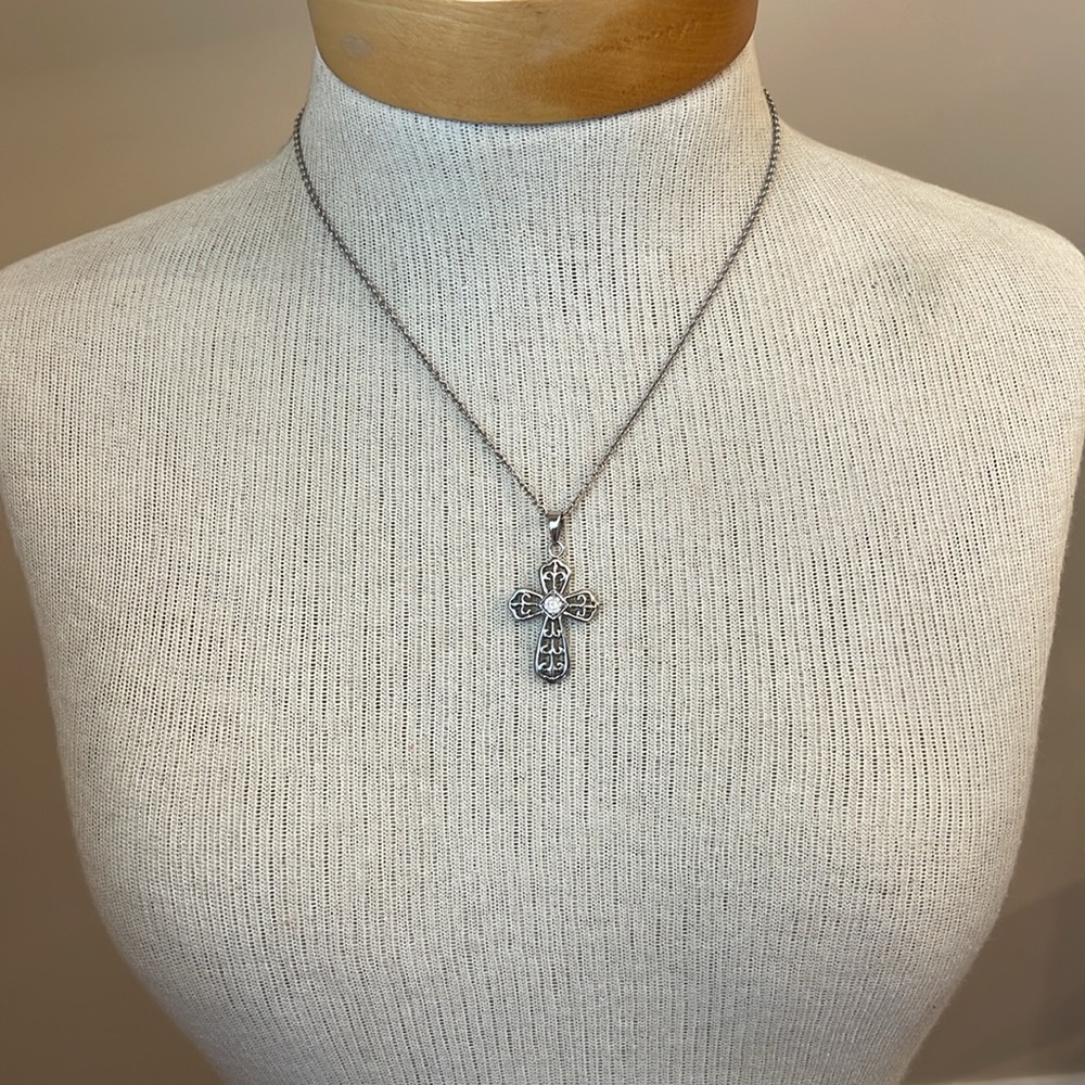 Vintage Stainless Steel JACMEL Filigree Cross Necklace - Picture 8 of 16